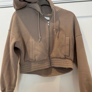 Abercrombie & Fitch Brown Drop Shoulder Cropped Hoodie